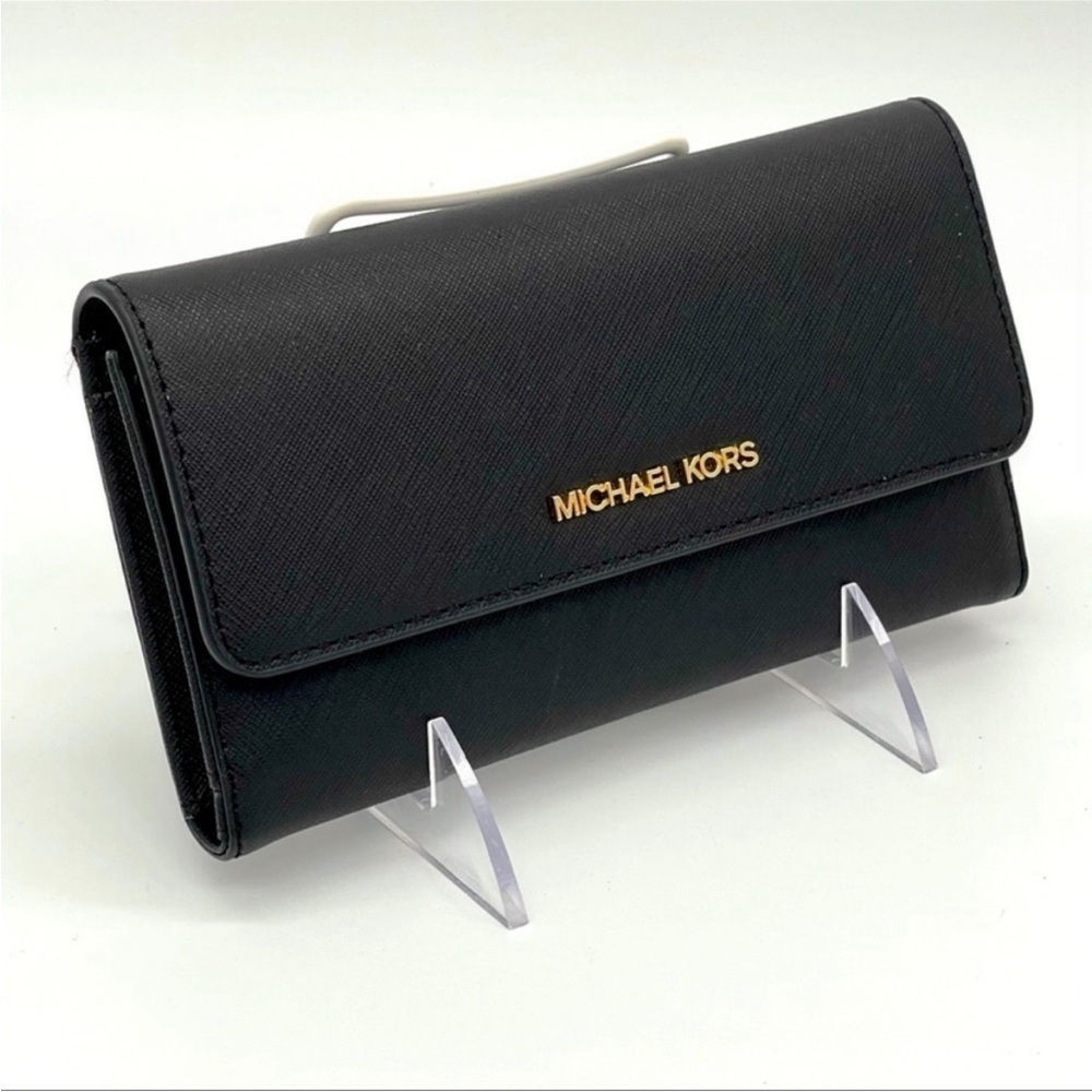 Michael Kors Trifold Wallet Black Leather - Picture 2 of 8